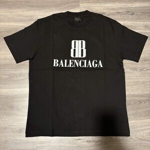 Balenciaga Black T-Shirt with White Logo Print